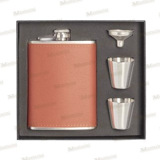 Set Fiaschetta in Acciaio Inox 8,0 Once Rivestita in Cuoio Decorato - Venturini  Shop